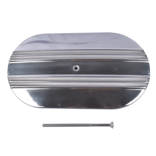 15" Oval Half Finned Polished Aluminum Air Cleaner Filter For Chevy SBC BBC 400