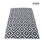 Waterproof Outdoor Carpet Black & White 4x6FT Plastic Straw Rug For Camping