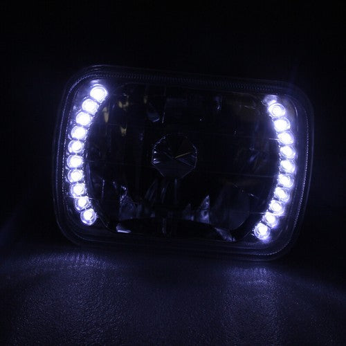 7X6" inch Clear Glass Lens White Headlight LED For Toyota Tacoma 4Runner Pickup