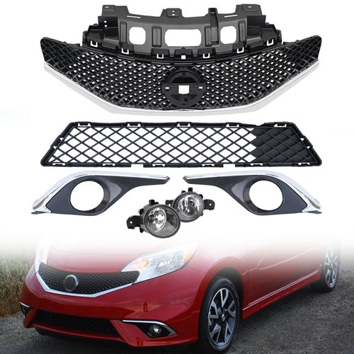6pcs Front Bumper Upper Lower Grille Fog Lights for 2015-2016 for Nissan Note