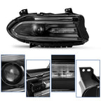 Pair LED DRL Projector Headlights Assemblies for Dodge Charger 2015 2023 LH RH