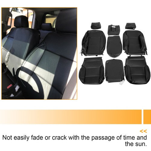 For 14-2018 Chevy Silverado LT DOUBLE Cab Full Set Seat Cover Black Replacement