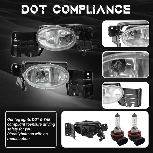 Front Bumper Fog Lights W/Bulb for Honda Accord Crosstour 3.5L 2010-2012