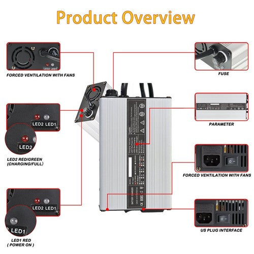 48V 6A Golf Cart Battery Charger 3 Pin For Yamaha Drive G29 2007-Up USA