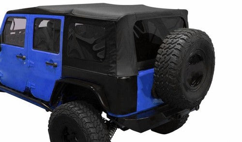 Fit Jeep Wrangler 4 DR JK Soft Top 2007-2009 Tinted Windows Black Sailcloth