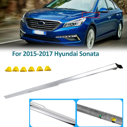 Front Fender Chrome Garnish Molding Trim Left for 2015-2017 for Hyundai Sonata