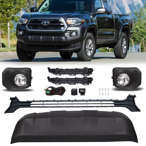 Front Grille Valance Fog Light Bezels Bracket Set for 2016-2023 Toyota Tacoma