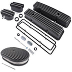 For Chevy SBC 58-86 Finned Tall Valve Covers & 12" Air Cleaner & Breather Kit