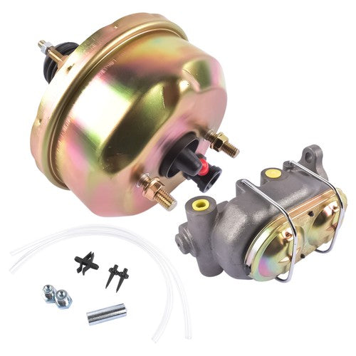 7" Zinc Street Rod Rat Rod Power Brake Booster w/ Bail Top Master Cylinder Kit