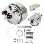 9" Chrome Brake Booster Master Cylinder Disc Drum Valve Kit For Chevy Corvette