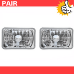 ZZ2V00107 4x6 Inch Clear Glass Diamond Cut Chrome Crystal Semi Sealed Headlight