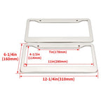 Chrome Stainless Steel Metal License Plate Frame Tag Cover With Screw Caps 2 Pack