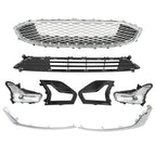 Front Upper + Lower Grill w/ Fog Lights + Chrome Trim For Ford Fusion 2019-2020