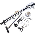 30" Chrome Tilt Auto Steering Column w/ 9 Hole Wheel Adapter Key Stainless Steel