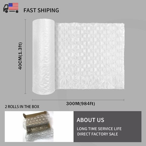 2 Rolls Air Cushion Machine Film Bubble Pillow Packaging Padding Roll 984ft