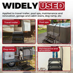 3 Step Anti-Slip 660lbs Stair With Handrail for RV Camper Hot Tub Portable
