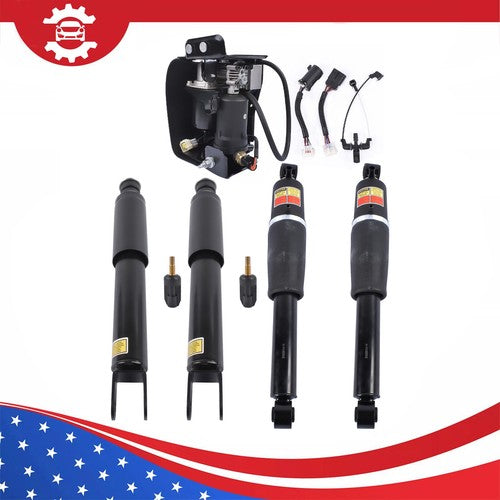 5Pcs Air Suspension Set Shocks & Compressor For Escalade Chevy Tahoe GMC Yukon