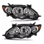Headlights Headlamp Pair Black Housing for 2011-2013 for Toyota Corolla LE XLE