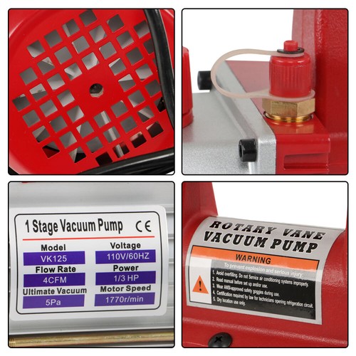 110V 60Hz & A/C Refrigeration Kit Manifold Gauge Air Vacuum Pump 4CFM HVAC 1/3HP