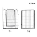 16 Panels 40 x 27 inch Dog Playpen Crate Fence Pet PlayPen Exercise Cage