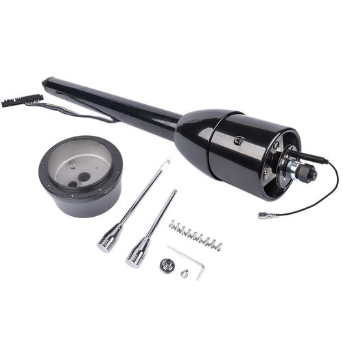 Manual Column Floor Shift Tilt Steering Column w/ Wheel Adapter No Key Black 32"
