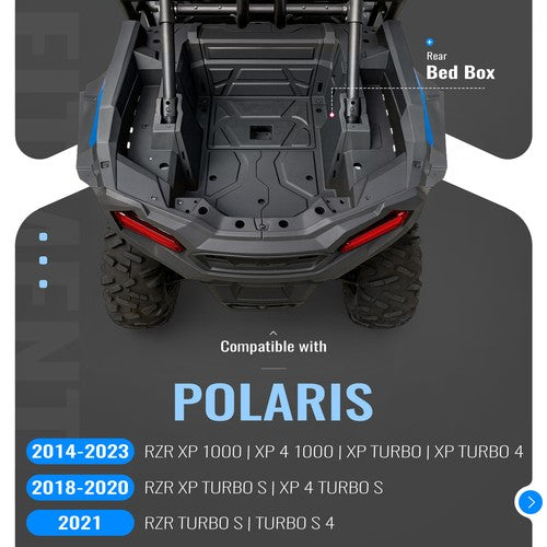 Polaris RZR XP Turbo 4 Left Right Section Textured Rear Bed Box for 2014-2023