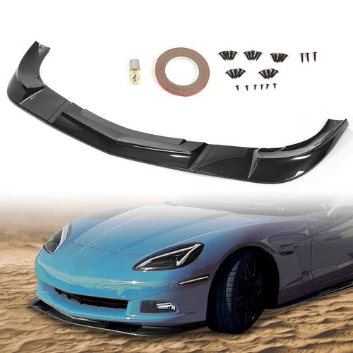 Carbon Look Front Splitter Lip for 2005-2013 Corvette C6 ZR1 Style Base Models