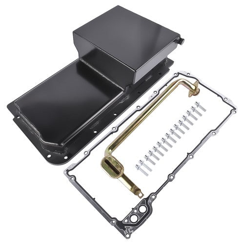Rear Engine Oil Pan w/ Gasket For GM LS LS1 LS2 LS3 LS6 7 Quarts Black Aluminum