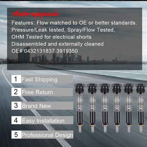 6PCS Fuel Injectors for 1989-93 Dodge  5.9L 6BT 3919350 3919339 43213837