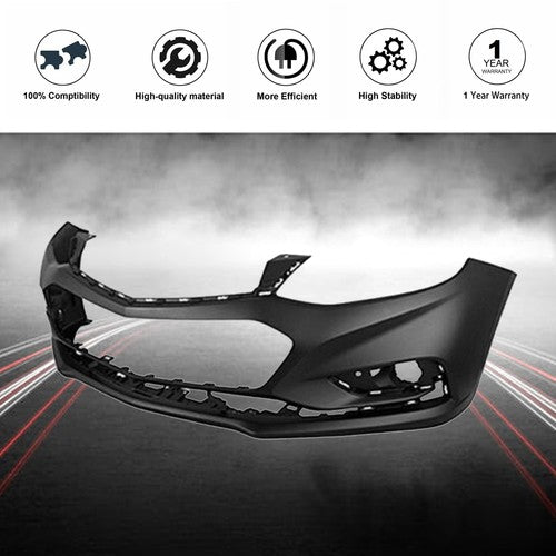 Front Bumper Cover Fit For 2016-2018 Chevy Cruze w/o Park Assist Black