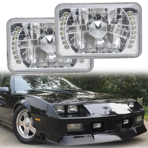 2PCS 4x6 LED Headlights Chrome Bright for 1982-1992 for Chevrolet Camaro