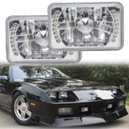 2PCS 4x6 LED Headlights Chrome Bright for 1982-1992 for Chevrolet Camaro