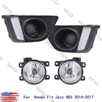 For 2015-2017 Honda Fit Jazz LED DRL Driving Fog Lights Lamps&Upper Grille Grill