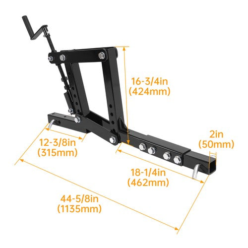 1 Point Hitch Implement Lift Adjustable For ATV UTV Lawn Tractor w/ 2" Receiver