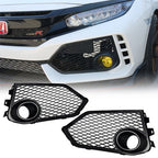 Fog Light Lamp Covers Fit 2017-2021 for Honda Civic Type R Black Open Mesh
