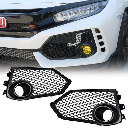 Fog Light Lamp Covers Fit 2017-2021 for Honda Civic Type R Black Open Mesh
