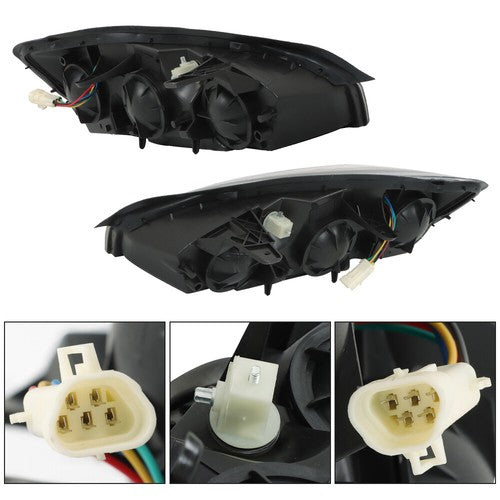 RH & LH Headlights Headlamps Housing Halogen Black For Chevy Malibu 2004-2008