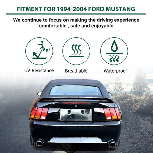 For Ford mustang Convertible 1994 1995 -2003 2004 Soft top W/window BlK Plastic