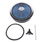 14" x 3" Air Cleaner Set Super Flow Washable Blue for Carburetor w/ 5 1/8" Neck