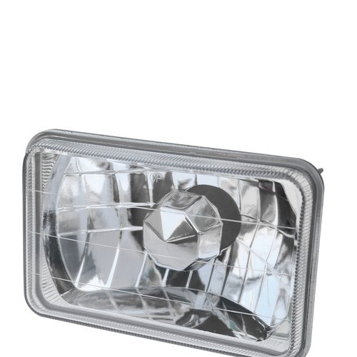 ZZ2V00107 4x6 Inch Clear Glass Diamond Cut Chrome Crystal Semi Sealed Headlight