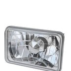 ZZ2V00107 4x6 Inch Clear Glass Diamond Cut Chrome Crystal Semi Sealed Headlight