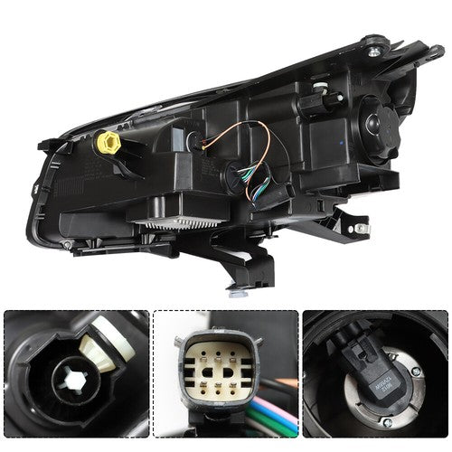 Headlight For GMC Acadia 2013-2015 16 Driver&Passenger Halogen w/LED Tube Black