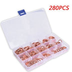 Solid Copper Crush Washers Seal Sealing Flat O-Ring Gaskets Assorted 280Pcs/Kit