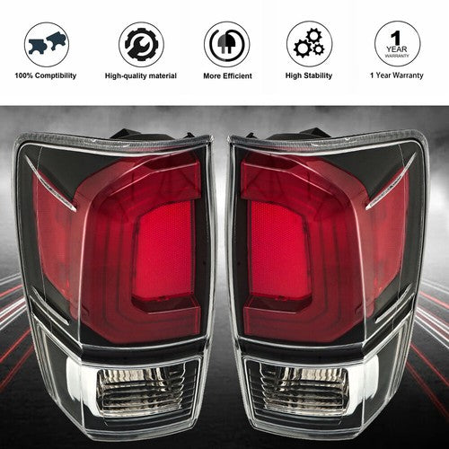 Black Bezel LH+RH Clear Lens Brake Lamp Tail Lights Fit For Toyota Tacoma 16-21