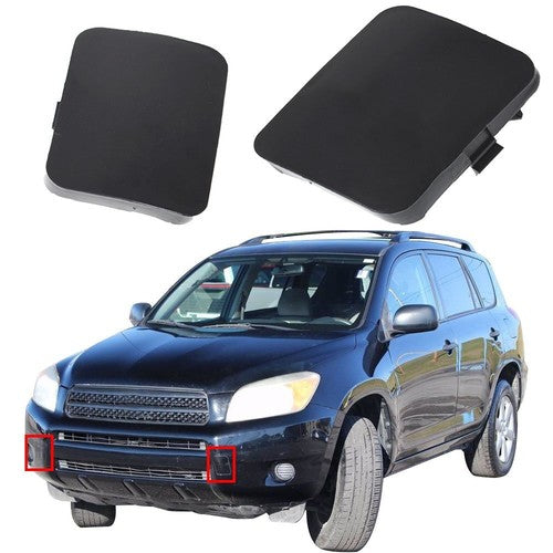 Black Bumper Tow Hook Bracket Cover Cap Front LH/RH For Toyota RAV4 06 07 New