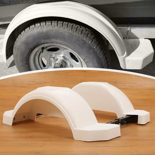 2 Single Axle Trailer Fenders w/ Top Step For 13" Wheels Tires Skirt Boat White