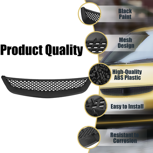 Fits 2001-2003 Honda Civic Sedan Front Mesh Grille & Clear Lens Fog Lights Lamps