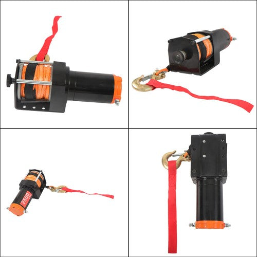 12V 2500LBS1.2HP Electric Winch 50ft Synthetic Rope Wireless & Wired Remote