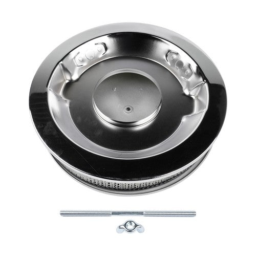 14 Full Finned Aluminum Round Air Cleaner Air Filter Kit Polished Recessed Base