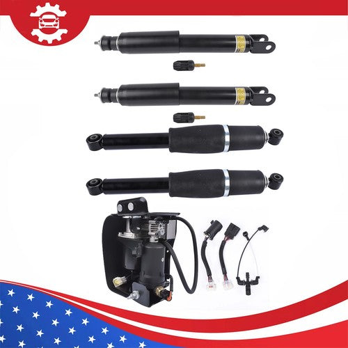5Pcs Air Suspension Set Shocks & Compressor For Escalade Chevy Tahoe GMC Yukon